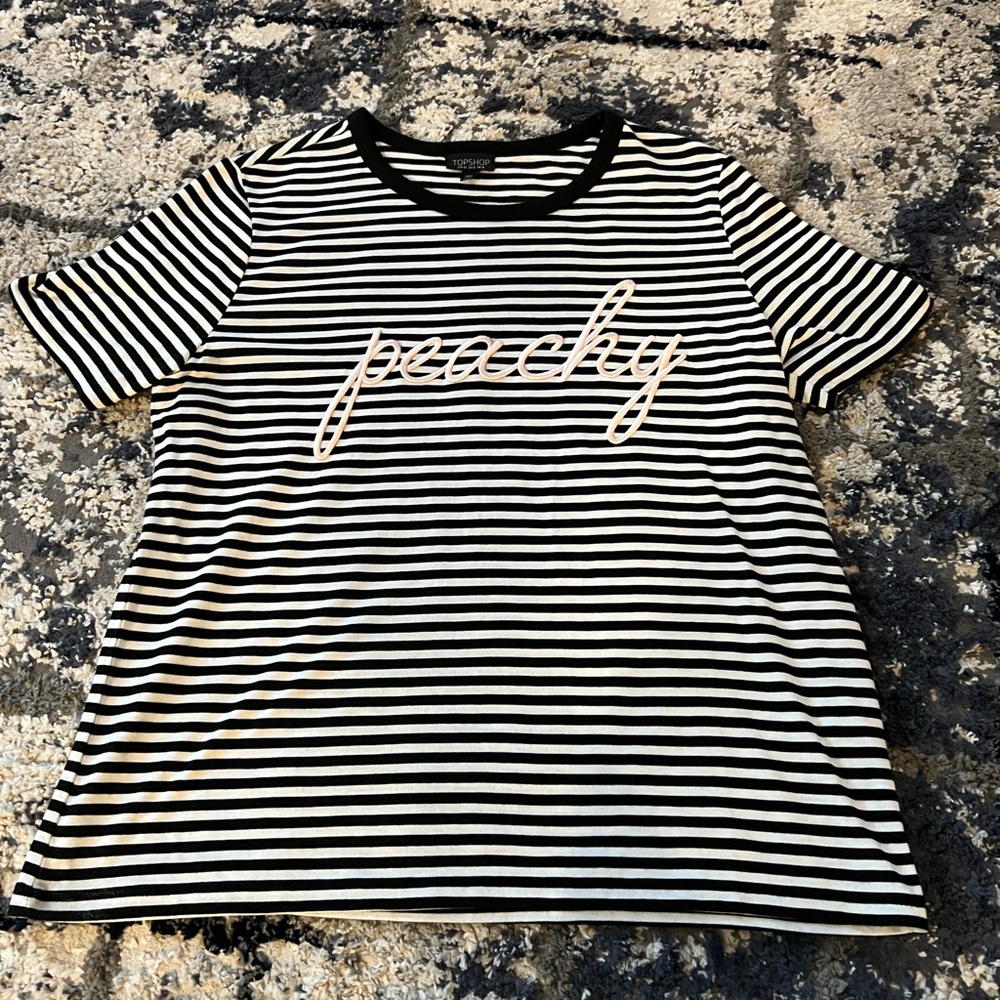 Topshop Black and White Striped Peachy Tee